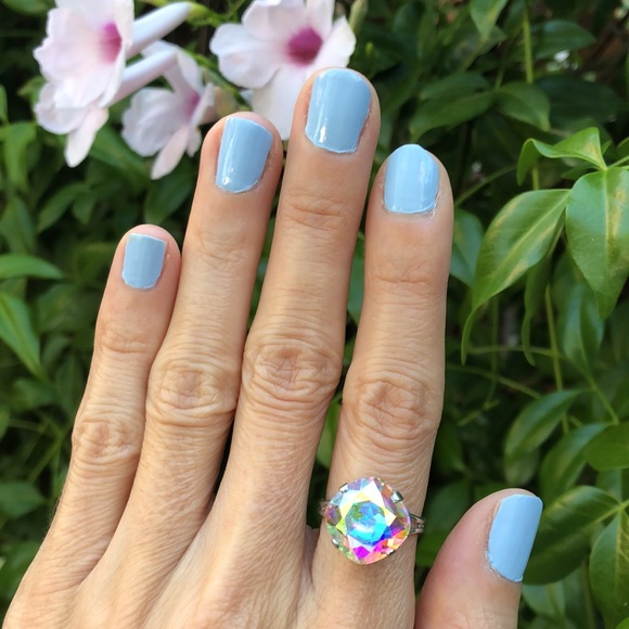 Aurora Borealis Cushion Cut Crystal Ring - Picture 14 of 16